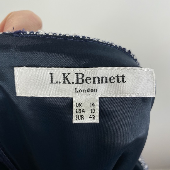L.K. Bennett Astrala Navy Tweed Skirt Sz. 10 Classic Preppy - Picture 7 of 9